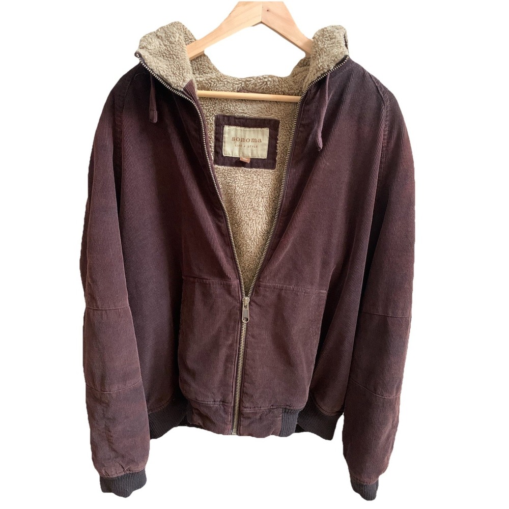 Sonoma Corduroy‎ Life And Style Size Large  Brown Men's Jacket Full Zip, Lined